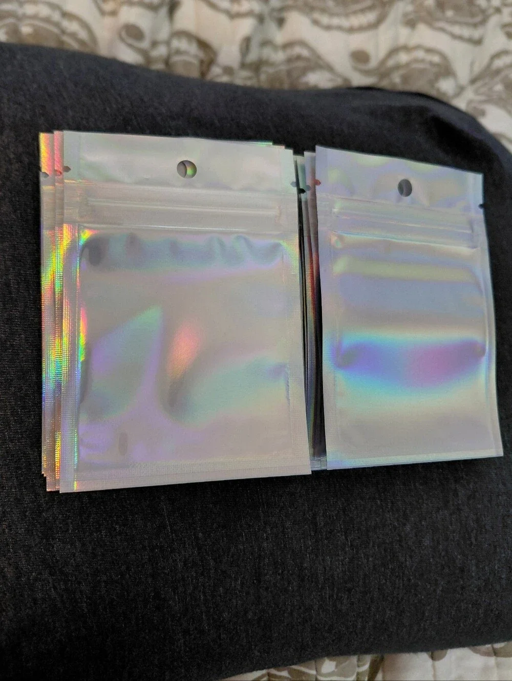 20ct. Holographic Ziplock Jewelry Pouches -Iridescent 2.8